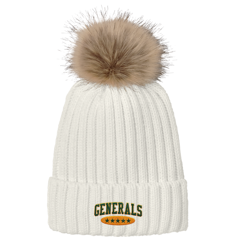 Red Bank Generals Faux Fur Pom Beanie