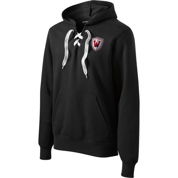 Wall Hockey Lace Up Pullover Hooded Sweatshirt